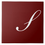 S Monogram Initial White on Maroon, Tile<br><div class="desc">Classic White Letter Monogram on Dark Red Background,  S.</div>