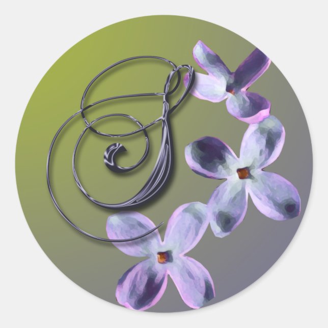 S Monogram Lilac Envelope Seal Sticker (Front)