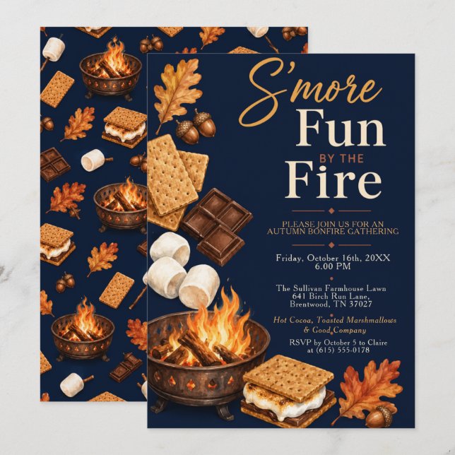 S’more Fun Bonfire Night Invitation (Front/Back)
