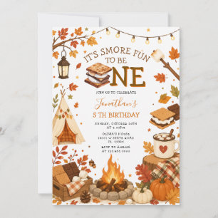 S’more Fun to Be One First Birthday Autumn Camping Invitation