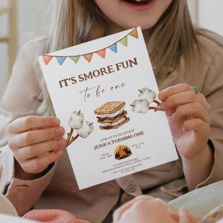 S’more Fun to Be One First Birthday Camping Invitation
