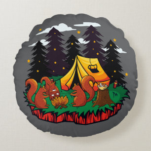 S’more Fun With This Camping Squirrel Round Cushion