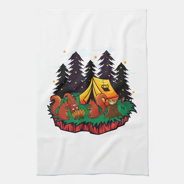 S’more Fun With This Camping Squirrel Tea Towel (Vertical)