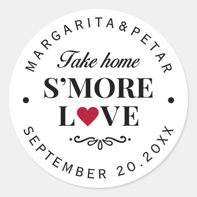 S’more Love Wedding  Classic Round Sticker (Front)