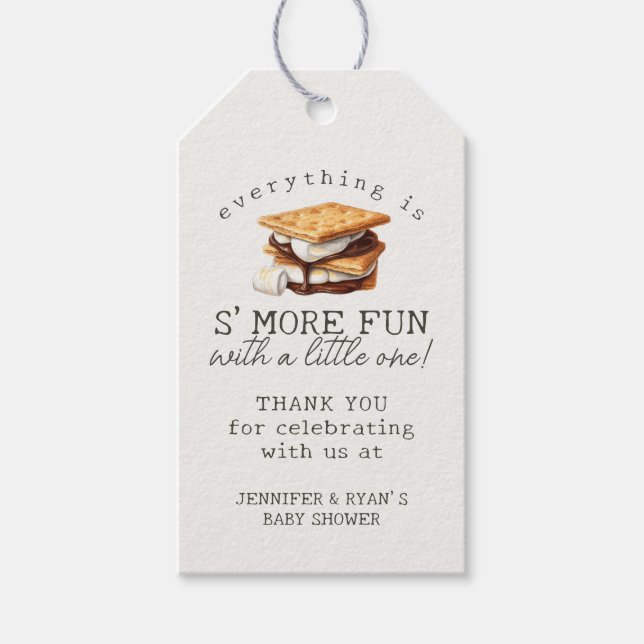 S’mores Fall Bonfire Outdoor Baby Shower Favour Gift Tags (Front)