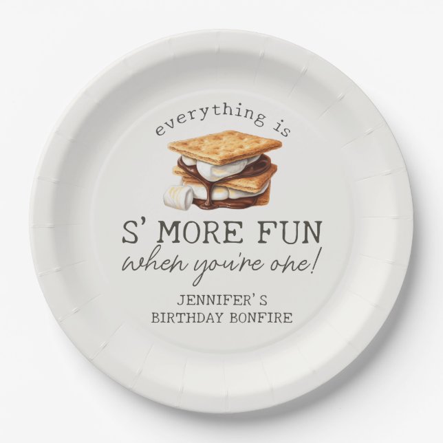 S’mores Fall Bonfire Outdoor First Birthday Paper Plate (Front)
