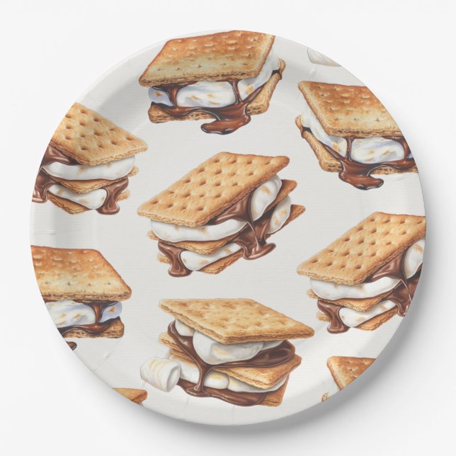 S’mores Fall Bonfire Outdoor Party Paper Plate (Front)