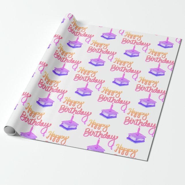 S’mores Happy Birthday Wrapping Paper (Unrolled)