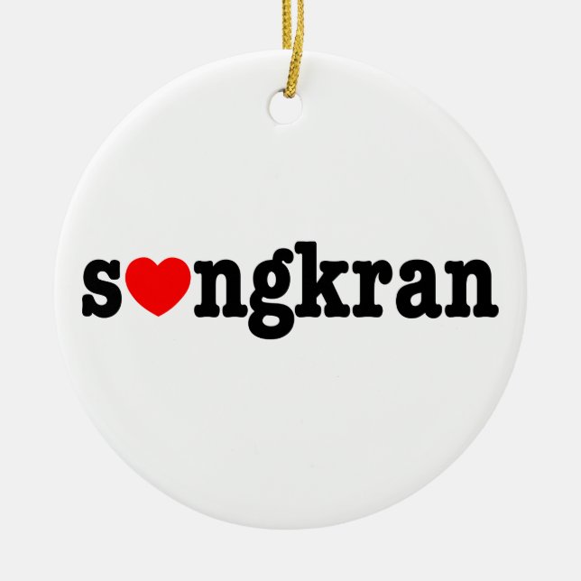 s❤ngkran ~ Heart (Love) Songkran Ceramic Tree Decoration (Front)