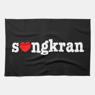 s❤ngkran ~ Heart (Love) Songkran Tea Towel