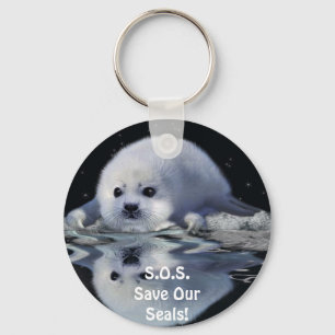 S.O.S. SAVE OUR HARP SEALS KEY RING