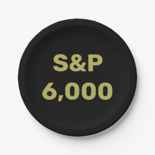 S&P 6,000 Level Stock Market Index Celebration Paper Plate