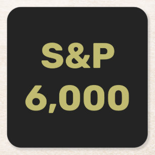 S&P 6,000 Level Stock Market Index Celebration Square Paper Coaster
