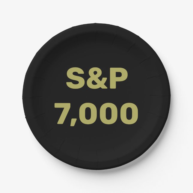S&P 7,000 Level Stock Market Index Celebration Paper Plate (Front)