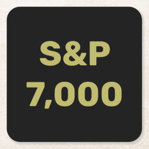 S&P 7,000 Level Stock Market Index Celebration Square Paper Coaster