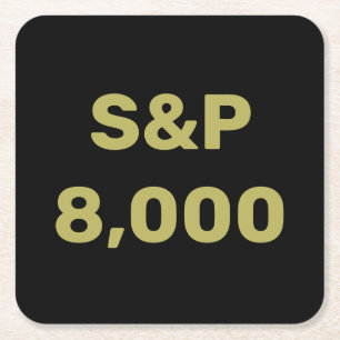 S&P 8,000 Level Stock Market Index Celebration Square Paper Coaster