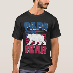 S Papa Bear American Flag Patriotic 4Th Of July T-Shirt