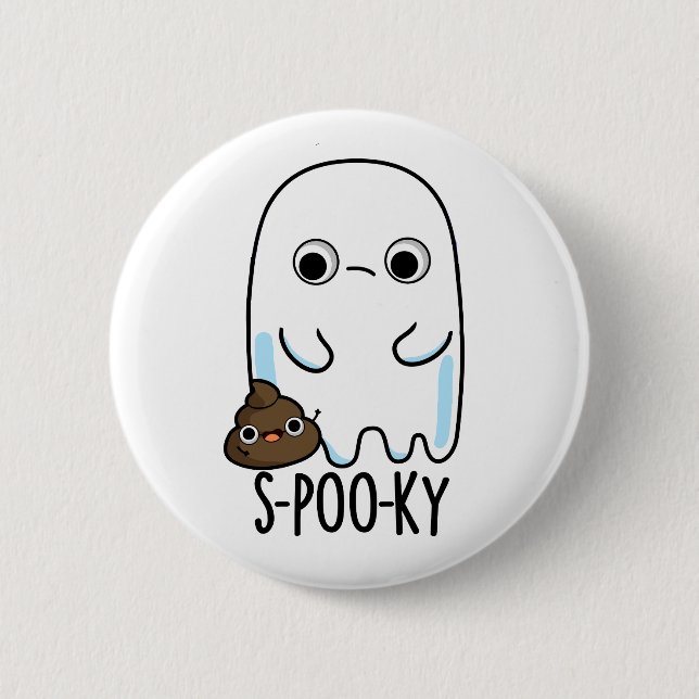 S-poo-ky Funny Ghost Poop Pun  6 Cm Round Badge (Front)