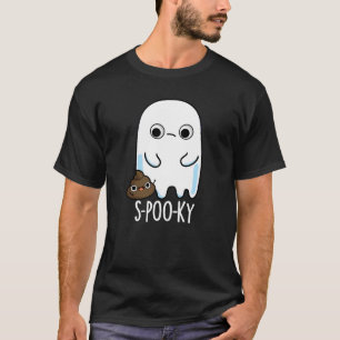 S-poo-ky Funny Ghost Poop Pun Dark BG T-Shirt