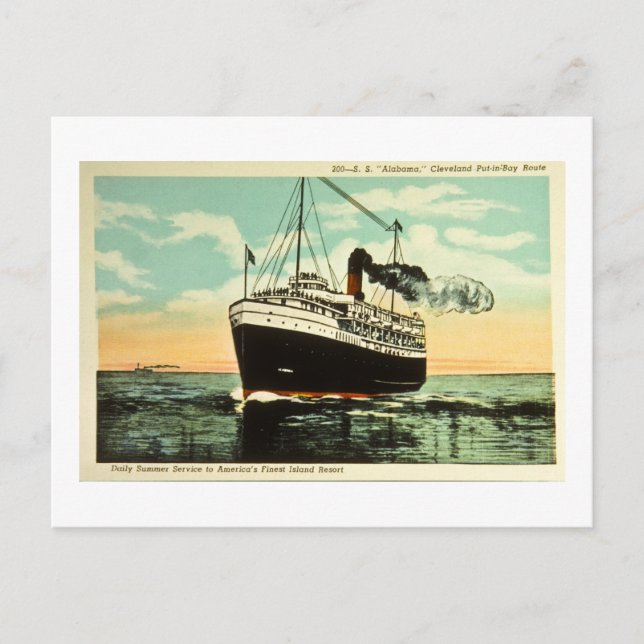 S.S. Alabama, Cleveland Put-In-Bay Route Postcard (Front)