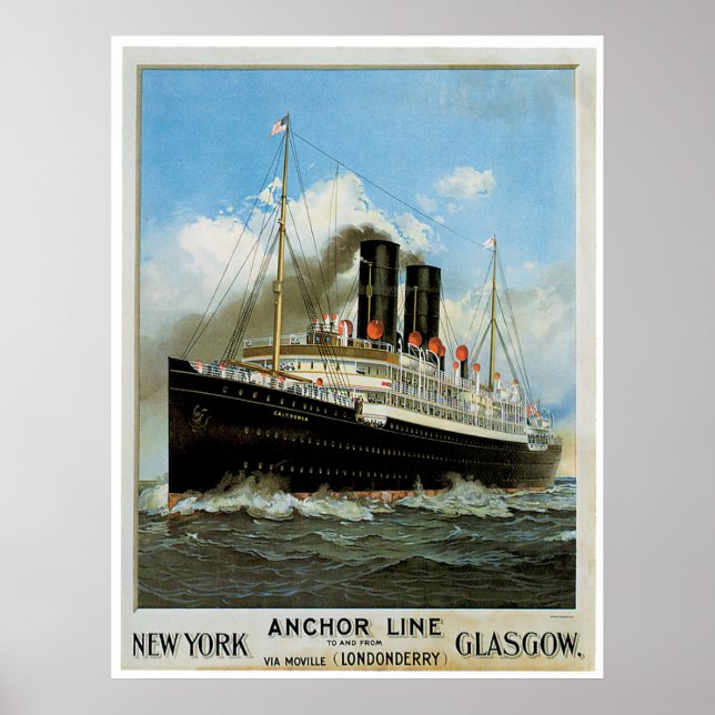S.S. Caledonia Vintage Ship Advertisement Poster (Front)
