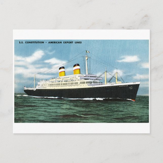 S.S. Constitution American Express Lines Vintage Postcard (Front)