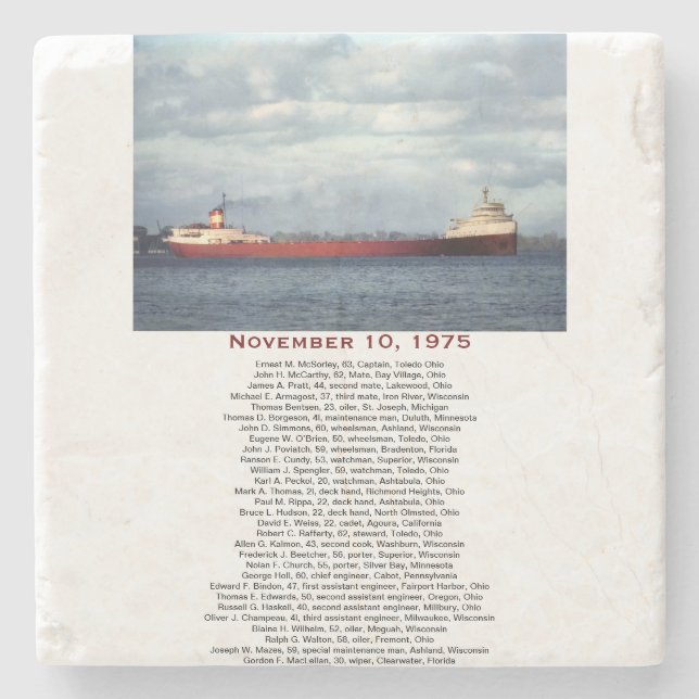 S.S. Edmund Fitzgerald Stone Coaster (Front)