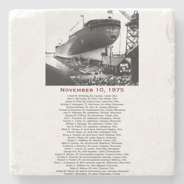 S.S. Edmund Fitzgerald Stone Coaster (Front)