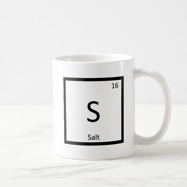 S - Salt Chemistry Periodic Table Element Symbol Coffee Mug (Right)