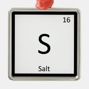 S - Salt Chemistry Periodic Table Element Symbol Metal Tree Decoration