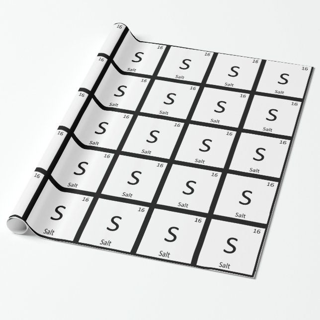 S - Salt Chemistry Periodic Table Element Symbol Wrapping Paper (Unrolled)
