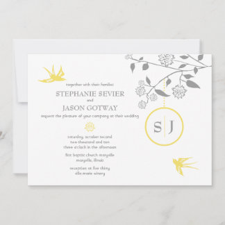 S. Sevier Marigold Birds Wedding Invitations