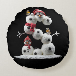 S-shaped Snowman-minion Round Cushion