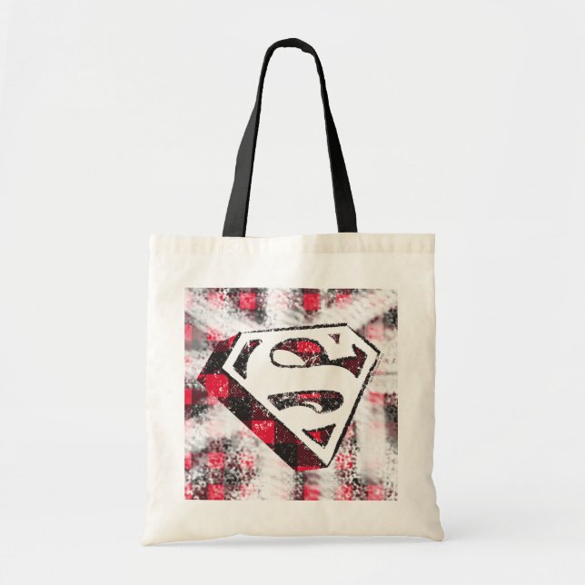 S-Shield Over Plaid Tote Bag (Front)