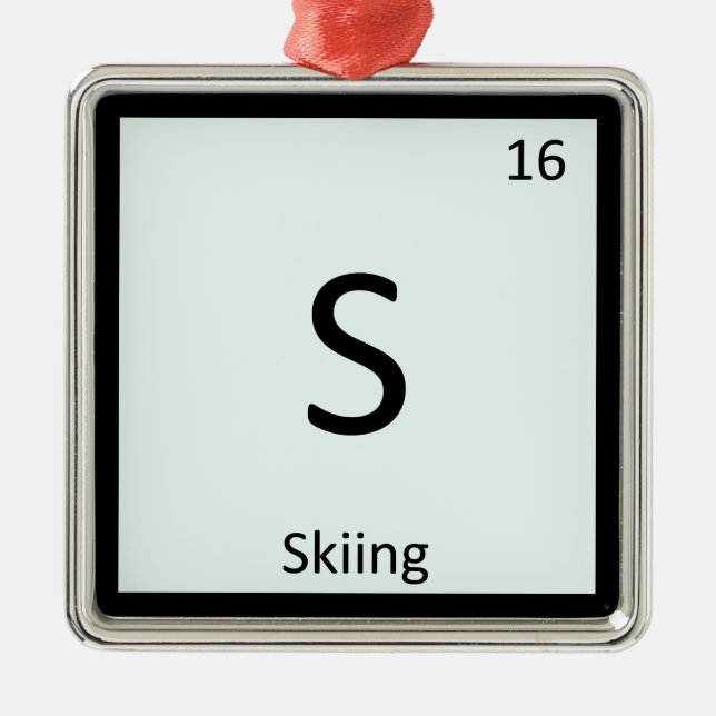 S - Skiing Sports Chemistry Periodic Table Symbol Metal Tree Decoration (Front)