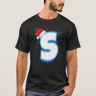 S Snowy Capital Christmas Monogram Alphabet Letter T-Shirt