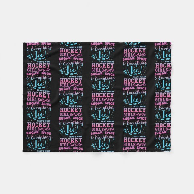S ugar Spice And Everything I ce Hockey Girl Fleece Blanket (Front (Horizontal))