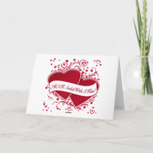 S.W.A.K. Sealed With A Kiss! Red Hearts Holiday Card