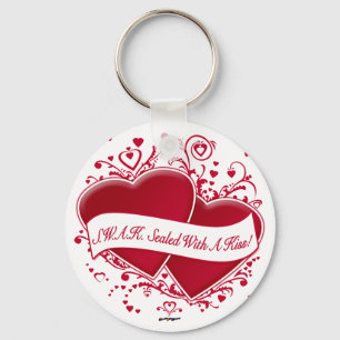 S.W.A.K. Sealed With A Kiss! Red Hearts Key Ring