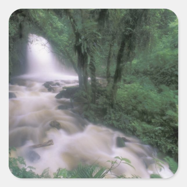 SA, Peru, S.H. Machu Picchu, Cascade and cloud Square Sticker (Front)