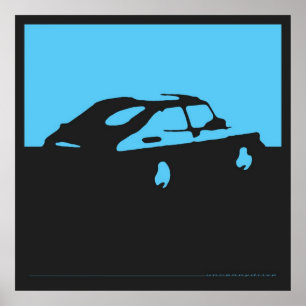 Saab 900 SPG/Aero - Blue on charcoal black poster