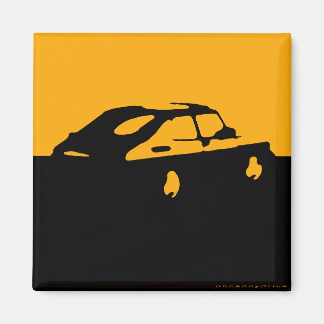 Saab 900 SPG/Aero - Yellow on dark bkgd magnet (Front)