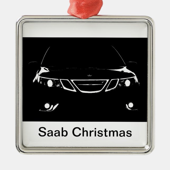 Saab Christmas Metal Tree Decoration (Front)