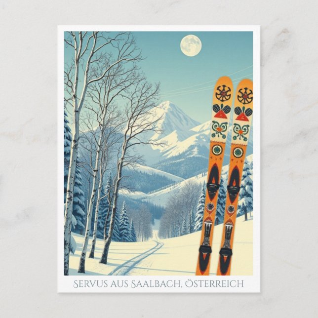 Saalbach Austria Europe ski vacation Postcard (Front)