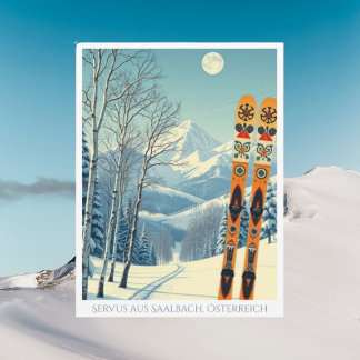 Saalbach Austria Europe ski vacation Postcard