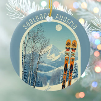 Saalbach Austria ski vacation souvenir Ceramic Tree Decoration