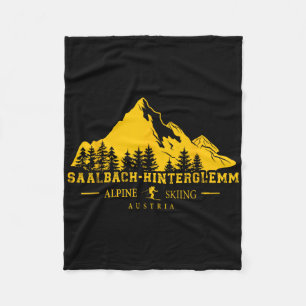 Saalch Hinterglemm Austria Ski Resort Alpine Skiin Fleece Blanket