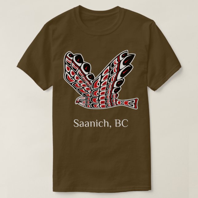 Saanich Redailed Hawk Native Bird of Prey Art Long T-Shirt (Design Front)