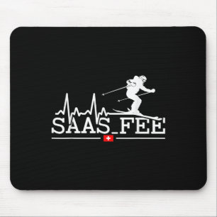 Saas-fee Heartbeat Ski Resort Swiss Alps Skiing Sw Mouse Pad