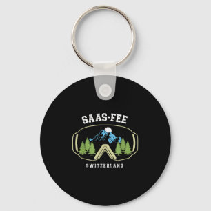 Saas-fee Ski Goggles Resort Swiss Alps Skiing Swit Key Ring